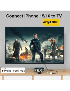 Adaptador USB-C a HDMI 4K@120Hz Apple para iPhone 15/16 2