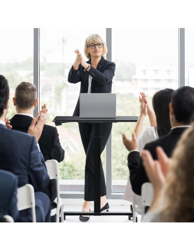 Escritorio de Pie DUMOS Ajustable Móvil 108 cm Negro