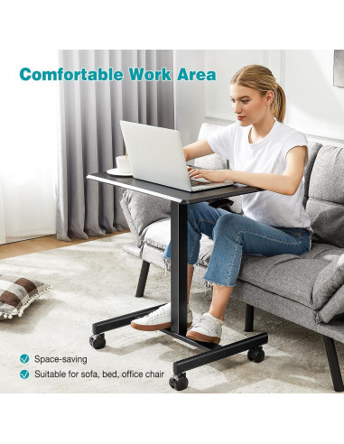 Escritorio de Pie DUMOS Ajustable Móvil 108 cm Negro