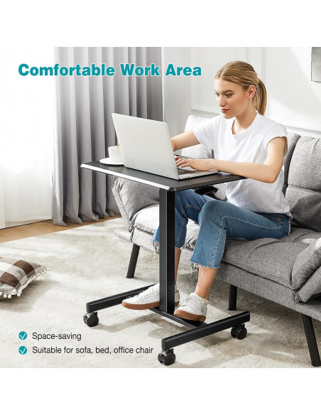 Escritorio de Pie DUMOS Ajustable Móvil 108 cm Negro