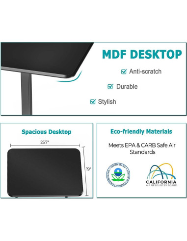 Escritorio de Pie DUMOS Ajustable Móvil 108 cm Negro