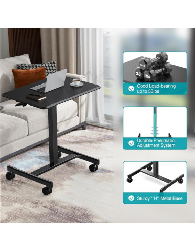 Escritorio de Pie DUMOS Ajustable Móvil 108 cm Negro