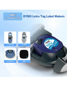 Cinta de Etiqueta Plástica Negra sobre Blanca Camopro 12mm x 4m - Paquete de 5 2