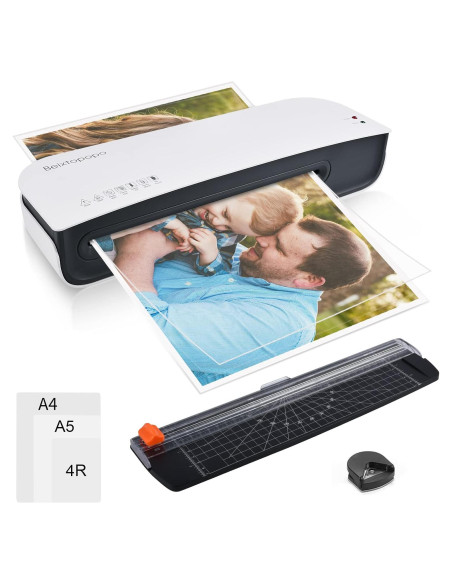 Laminadora A4 Beixtopopo 4 en 1 con Cortadora y 15 Bolsas