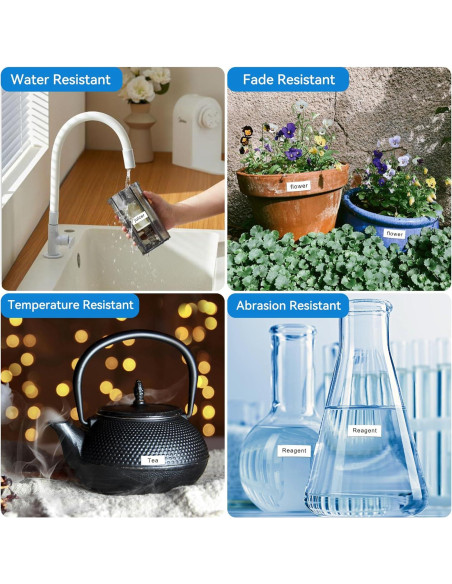 Cinta de Etiqueta Plástica Negra sobre Blanca Camopro 12mm x 4m - Paquete de 5