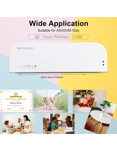 Laminadora A4 Beixtopopo 4 en 1 con Cortadora y 15 Bolsas
