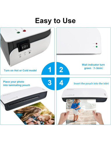 Laminadora A4 Beixtopopo 4 en 1 con Cortadora y 15 Bolsas