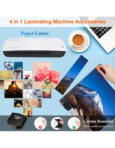 Laminadora A4 Beixtopopo 4 en 1 con Cortadora y 15 Bolsas