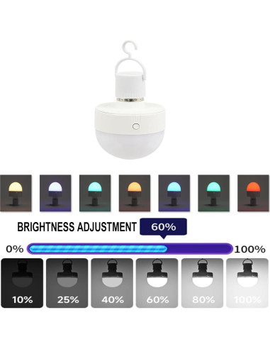 Bombilla Recargable Lemoeyes E26 E27 RGB con Control Remoto