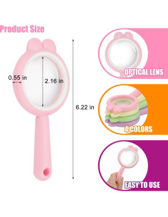 Lupa de Mano Rongon 4X Acrílico Rosa para Niños 2