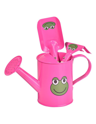 Kit de Jardinería Pequeño Sungmor - Regadera Rosa, Pala y Rastrillo