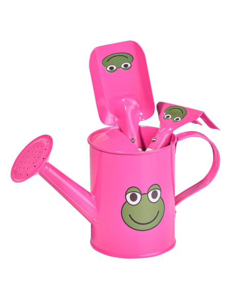 Kit de Jardinería Pequeño Sungmor - Regadera Rosa, Pala y Rastrillo