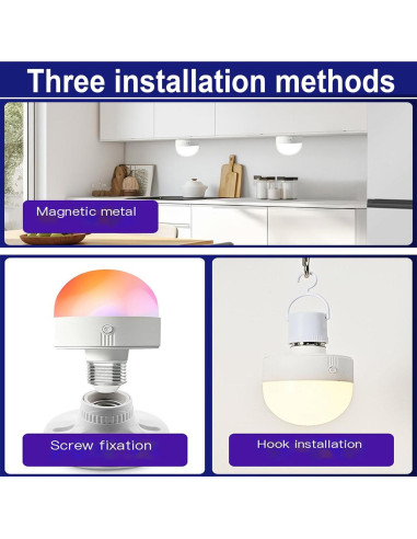 Bombilla Recargable Lemoeyes E26 E27 RGB con Control Remoto
