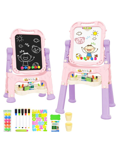 Caballete de Arte Ajustable Amagoing para Niños Rosa 3-5 Años