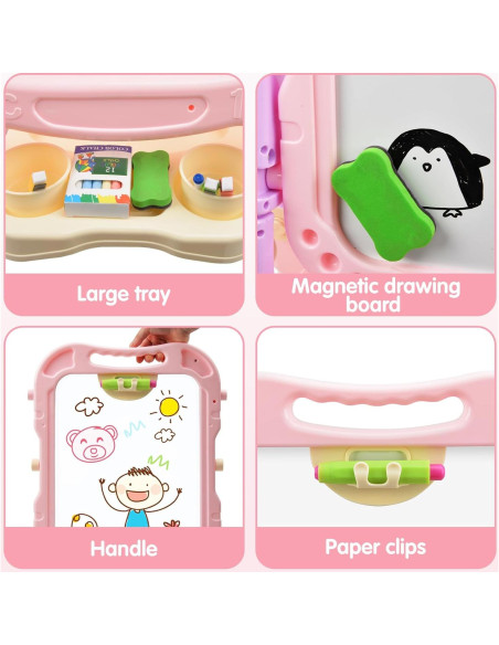 Caballete de Arte Ajustable Amagoing para Niños Rosa 3-5 Años