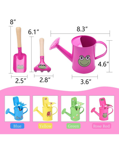 Kit de Jardinería Pequeño Sungmor - Regadera Rosa, Pala y Rastrillo