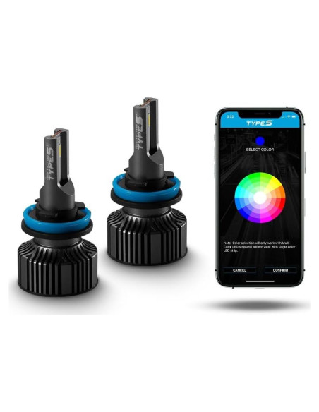 Lámparas de Niebla LED TYPE S H8/H9/H11/H16JP RGB 1800LM