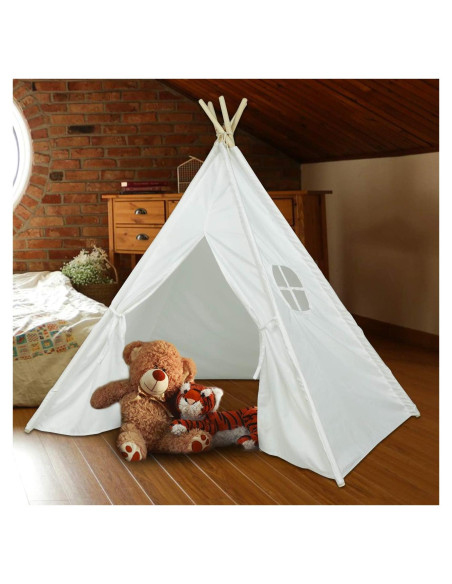 Tienda de Juego Teepee Ogrmar Plegable Lona Blanca 120x120 cm