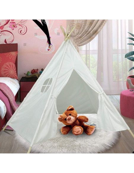Tienda de Juego Teepee Ogrmar Plegable Lona Blanca 120x120 cm