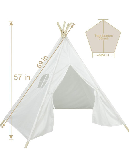 Tienda de Juego Teepee Ogrmar Plegable Lona Blanca 120x120 cm