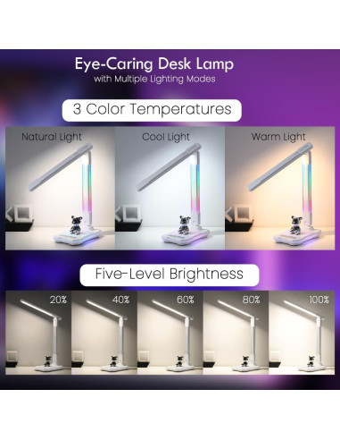 Lámpara de Escritorio RGB SMARTERIOR G2D con Carga Inalámbrica