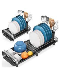 Escurridor de Platos Expandible TOOLF Negro Acero Inoxidable