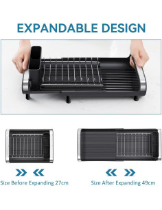 Escurridor de Platos Expandible TOOLF Negro Acero Inoxidable 2