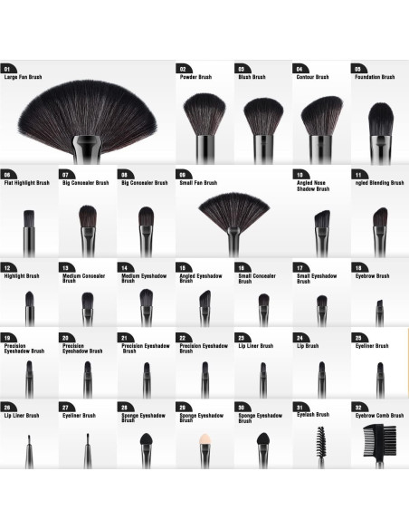 Set de Pinceles de Maquillaje VANDER 32 Piezas Sintéticos Negro Set de Pinceles de Maquillaje VANDER 32 Piezas Sintéticos Negro