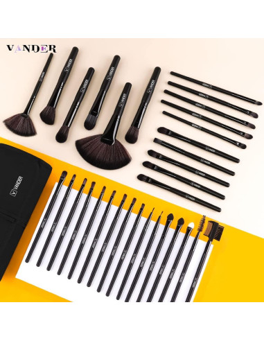 Set de Pinceles de Maquillaje VANDER 32 Piezas Sintéticos Negro