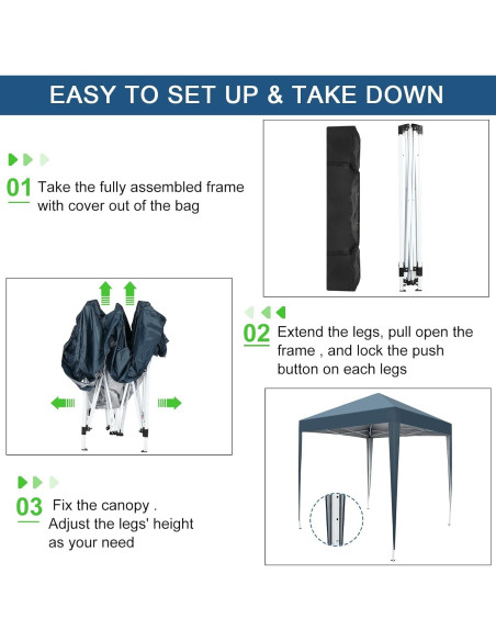 Carpa Instantánea Portátil Gearvato 2x2m Impermeable Azul