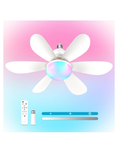 Ventilador de Techo con Luz AHXIAOZN Blanco RGB 52cm