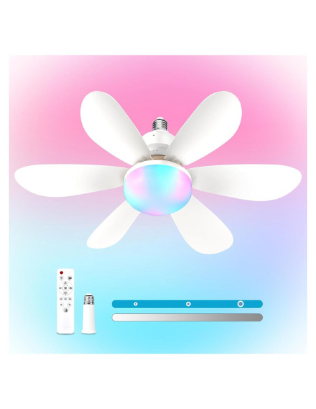 Ventilador de Techo con Luz AHXIAOZN Blanco RGB 52cm