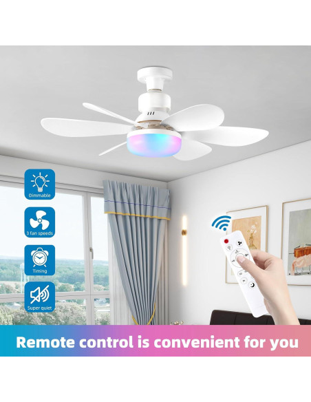 Ventilador de Techo con Luz AHXIAOZN Blanco RGB 52cm