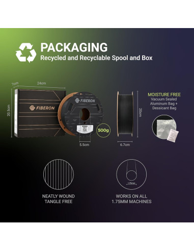 Filamento 3D Polymaker ASA-CF08 1.75mm Negro 0.5kg Resistente UV