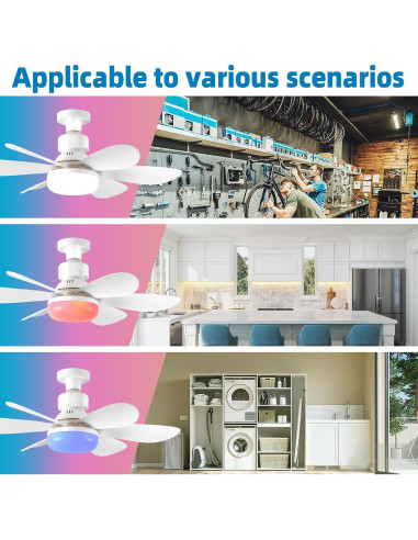 Ventilador de Techo con Luz AHXIAOZN Blanco RGB 52cm