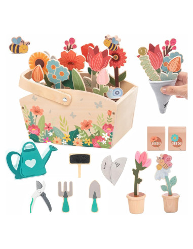 Caja de Jardinería de Madera GNAYUIJ - 30 Piezas Educativas