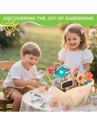 Caja de Jardinería de Madera GNAYUIJ - 30 Piezas Educativas