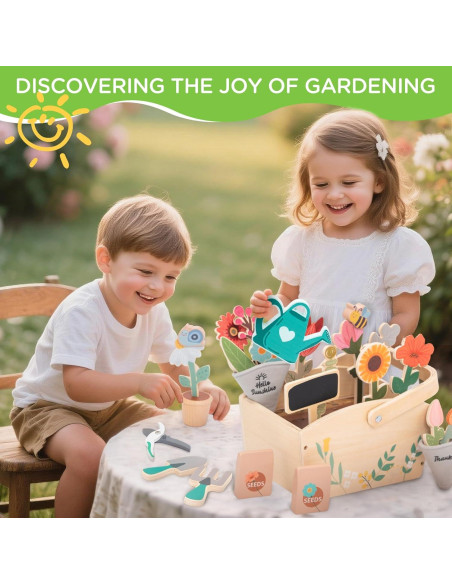 Caja de Jardinería de Madera GNAYUIJ - 30 Piezas Educativas