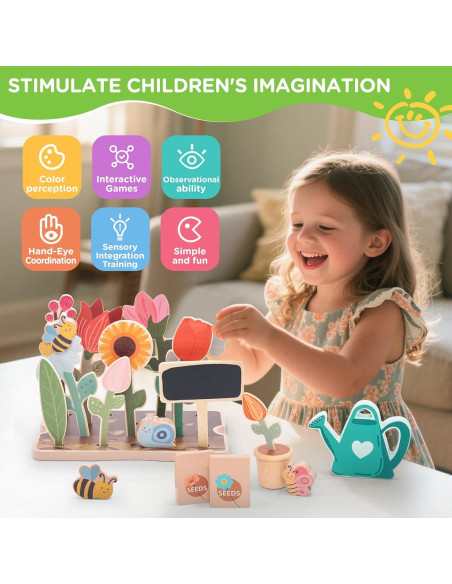 Caja de Jardinería de Madera GNAYUIJ - 30 Piezas Educativas