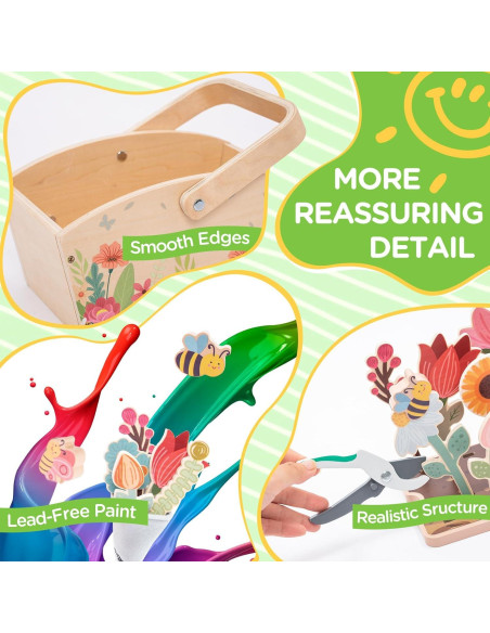 Caja de Jardinería de Madera GNAYUIJ - 30 Piezas Educativas