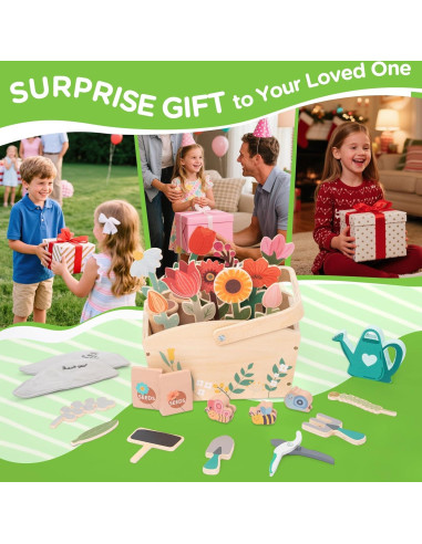Caja de Jardinería de Madera GNAYUIJ - 30 Piezas Educativas