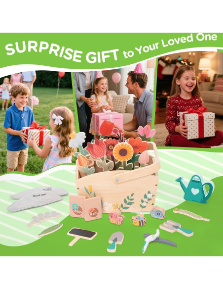 Caja de Jardinería de Madera GNAYUIJ - 30 Piezas Educativas