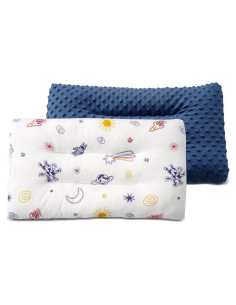 Almohada para Niños RESTIRY 48x28 cm Algodón Lavable Azul