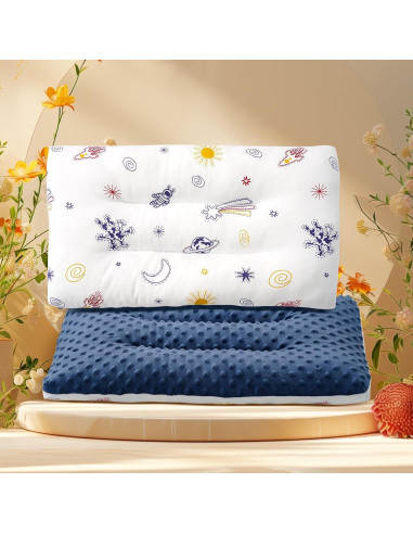 Almohada para Niños RESTIRY 48x28 cm Algodón Lavable Azul