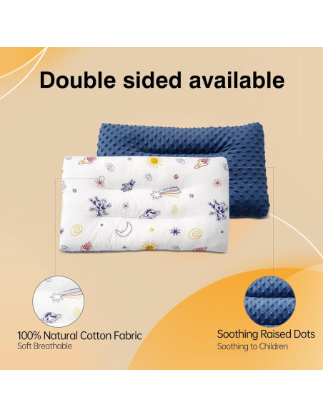 Almohada para Niños RESTIRY 48x28 cm Algodón Lavable Azul