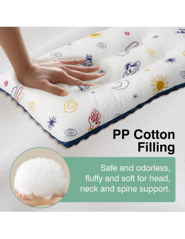 Almohada para Niños RESTIRY 48x28 cm Algodón Lavable Azul