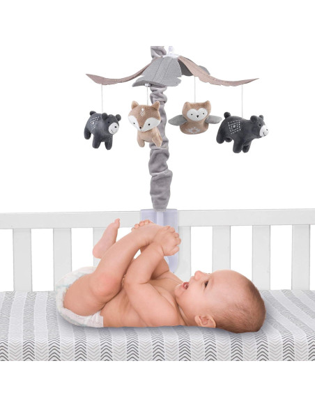 Móvil Musical para Cuna Lambs & Ivy Bosque Woodland Gris Móvil Musical para Cuna Lambs & Ivy Bosque Woodland Gris