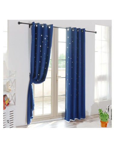Cortinas Blackout Anjee 2 Paneles Estrellas Recortadas 132x213 cm