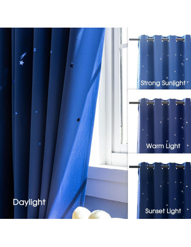 Cortinas Blackout Anjee 2 Paneles Estrellas Recortadas 132x213 cm