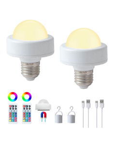 Bombillas LED RGB recargables Benju Lighting E26/E12 - 2 unidades